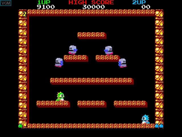 In-game screen of the game Bubble Bobble on Fujitsu FM Towns