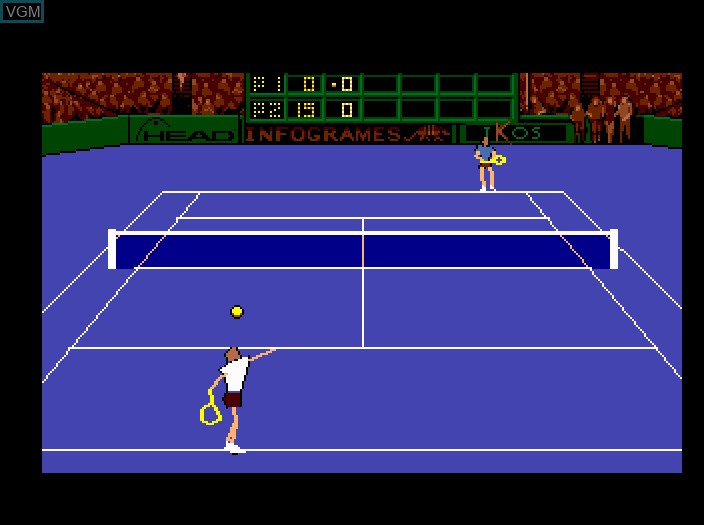 In-game screen of the game Advantage Tennis on Fujitsu FM Towns