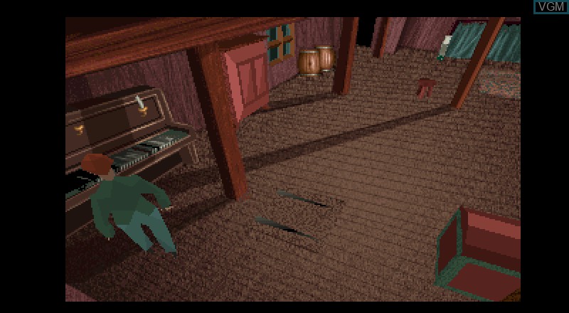 In-game screen of the game Alone in the Dark on Fujitsu FM Towns
