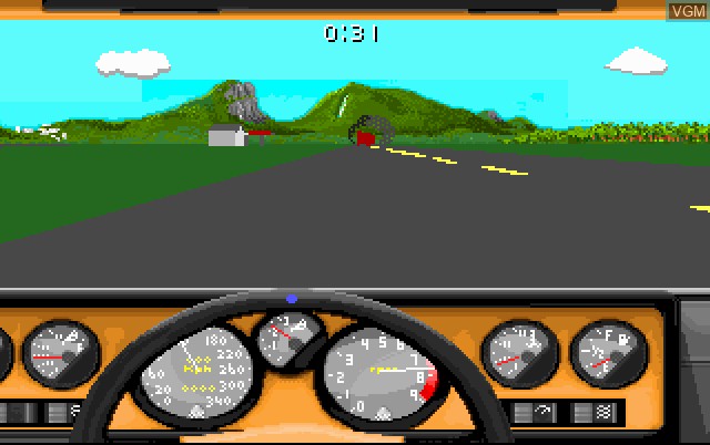 In-game screen of the game 4D Driving on Fujitsu FM Towns