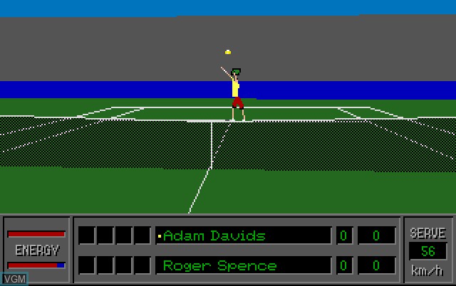 In-game screen of the game 4D Tennis on Fujitsu FM Towns