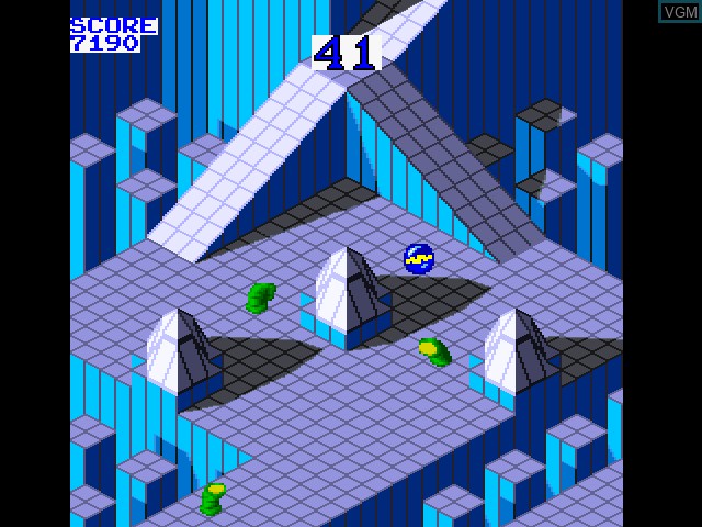In-game screen of the game Marble Madness on Fujitsu FM Towns