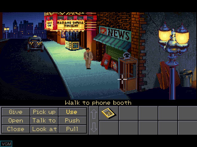 In-game screen of the game Indiana Jones and the Fate of Atlantis on Fujitsu FM Towns