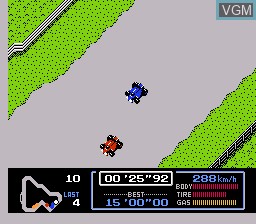 In-game screen of the game Famicom Grand Prix - F1 Race on Nintendo Famicom Disk