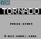 Title screen of the game Tornado on Bit Corporation Gamate