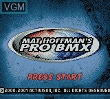 Title screen of the game Mat Hoffman's Pro BMX on Nintendo Game Boy Color