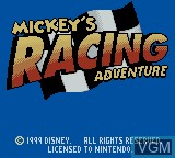 Title screen of the game Mickey's Racing Adventure on Nintendo Game Boy Color