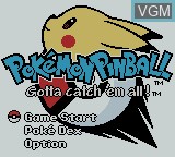 Title screen of the game Pokemon Pinball on Nintendo Game Boy Color