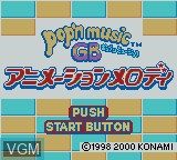 Title screen of the game Pop'n Music GB Animation Melody on Nintendo Game Boy Color