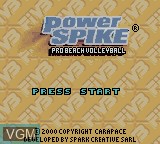 Title screen of the game Power Spike Pro Beach Volleyball on Nintendo Game Boy Color
