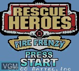 Title screen of the game Rescue Heroes - Fire Frenzy on Nintendo Game Boy Color