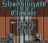 Title screen of the game Shadowgate Classic on Nintendo Game Boy Color