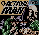 Title screen of the game Action Man - Search for Base X on Nintendo Game Boy Color