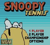 Title screen of the game Snoopy Tennis on Nintendo Game Boy Color