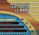 Title screen of the game Test Drive Le Mans on Nintendo Game Boy Color