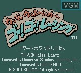 Title screen of the game Woody Woodpecker no Go! Go! Racing on Nintendo Game Boy Color