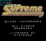 Title screen of the game Supreme Snowboarding on Nintendo Game Boy Color