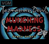 Title screen of the game Tasmanian Devil - Munching Madness on Nintendo Game Boy Color