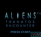 Title screen of the game Aliens - Thanatos Encounter on Nintendo Game Boy Color