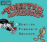 Title screen of the game Tweety's High-Flying Adventure on Nintendo Game Boy Color