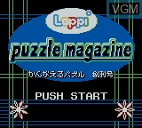 Title screen of the game Loppi Puzzle Magazine - Kangaeru Puzzle Soukangou on Nintendo Game Boy Color