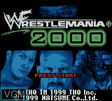 Title screen of the game WWF WrestleMania 2000 on Nintendo Game Boy Color