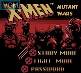 Title screen of the game X-Men - Mutant Wars on Nintendo Game Boy Color