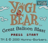 Title screen of the game Yogi Bear - Great Balloon Blast on Nintendo Game Boy Color