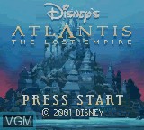 Title screen of the game Atlantis - The Lost Empire on Nintendo Game Boy Color