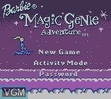 Title screen of the game Barbie - Magic Genie Adventure on Nintendo Game Boy Color