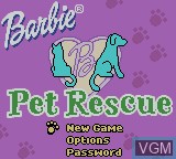 Title screen of the game Barbie - Pet Rescue on Nintendo Game Boy Color