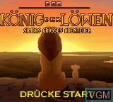 Title screen of the game Koenig der Loewen, Der - Simbas Grosses Abenteuer on Nintendo Game Boy Color