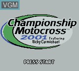 Title screen of the game Championship Motocross 2001 Featuring Ricky Carmichael on Nintendo Game Boy Color