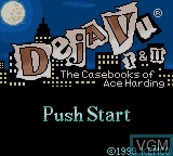 Title screen of the game Deja Vu I & II - The Casebooks of Ace Harding on Nintendo Game Boy Color