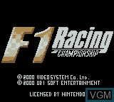 Title screen of the game F1 Racing Championship on Nintendo Game Boy Color
