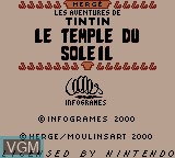 Title screen of the game Tintin - Le Temple du Soleil on Nintendo Game Boy Color