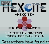 Title screen of the game Hexcite - The Shapes of Victory on Nintendo Game Boy Color