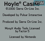 Title screen of the game Hoyle Casino on Nintendo Game Boy Color