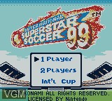 Title screen of the game International Superstar Soccer 99 on Nintendo Game Boy Color