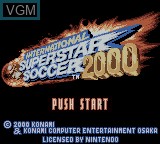 Title screen of the game International Superstar Soccer 2000 on Nintendo Game Boy Color