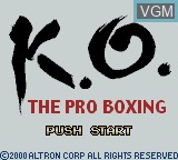 Title screen of the game K.O. - The Pro Boxing on Nintendo Game Boy Color