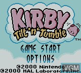 Title screen of the game Kirby Tilt 'n' Tumble on Nintendo Game Boy Color