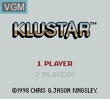 Title screen of the game Klustar on Nintendo Game Boy Color