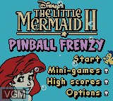 Menu screen of the game Little Mermaid II, The - Pinball Frenzy on Nintendo Game Boy Color