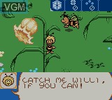 Menu screen of the game Maya the Bee - Garden Adventures on Nintendo Game Boy Color