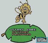 Menu screen of the game Maya the Bee and Her Friends on Nintendo Game Boy Color