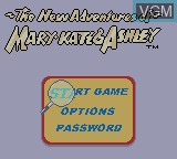 Menu screen of the game New Adventures of Mary-Kate & Ashley, The on Nintendo Game Boy Color