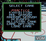 Menu screen of the game NHL Blades of Steel 2000 on Nintendo Game Boy Color
