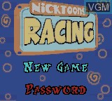 Menu screen of the game NickToons Racing on Nintendo Game Boy Color