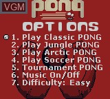 Menu screen of the game Pong - The Next Level on Nintendo Game Boy Color